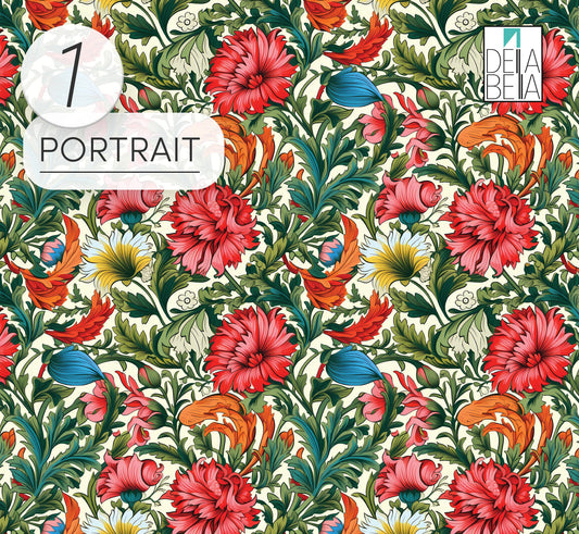 William Morris Inspired Vintage Flowers Kitchens backsplash Vinyl Wrap for Furniture, Kitchen Cabinets & Home Upcycling