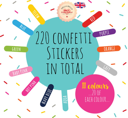 Confetti Wall Stickers 220x Sprinkles (11 colours/ 20 of each colour)