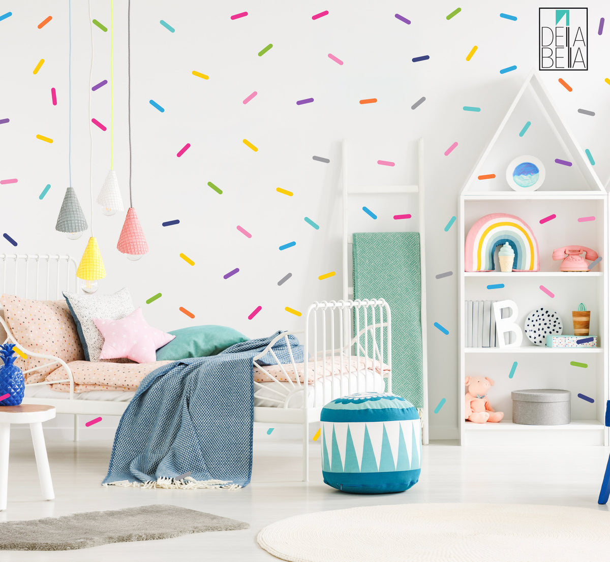 Sprinkles Confetti Wall Stickers 110 Set Gold Sheets Rainbow Shaped Removable Wall Decor Nursery Decoration Girl Bedroom Baby Room Playroom