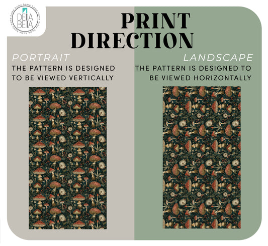 Two vinyl wrapping patterns with text explaining portrait and landscape print directions.