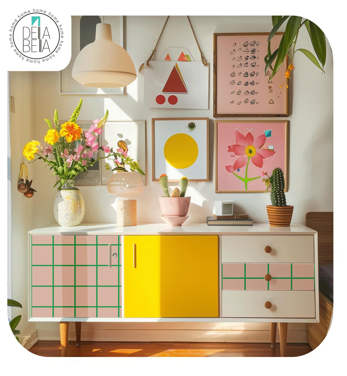 Checkered Vinyl Wrap applyed on a sideboard 