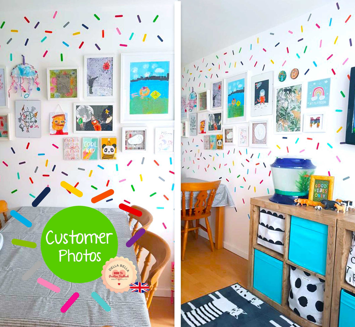Confetti Wall Stickers 220x Sprinkles  (11 colours/ 20 of each colour)
