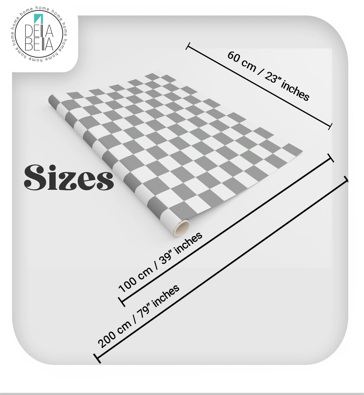 Kitchen Cupboard Wrap - Grey & White Chequered Sticky Back Plastic Vinyl Wrap for Furniture, Kitchen Cabinets & Home Upcycling