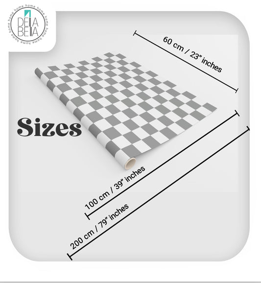 Kitchen Cupboard Wrap - Grey & White Chequered Sticky Back Plastic Vinyl Wrap for Furniture, Kitchen Cabinets & Home Upcycling