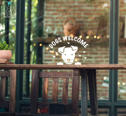 Dogs Welcome Stickers Signs for windows coffee shops