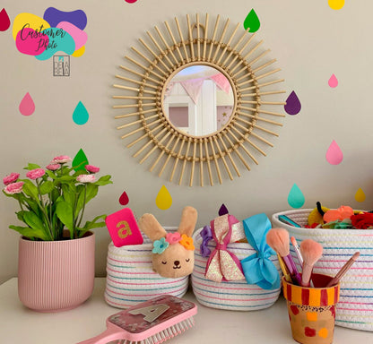 Raindrop Wall Sticker 88 Pcs Rainbow Colours