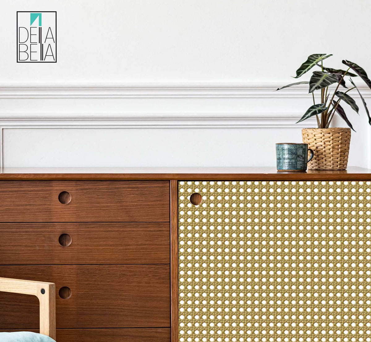 Rattan Vinyl Wrap For Furniture Self Adhesive Film Decal, Home Decor, Walls, Garden furniture, Woven Cane Effect, Upcycling Projects Decor