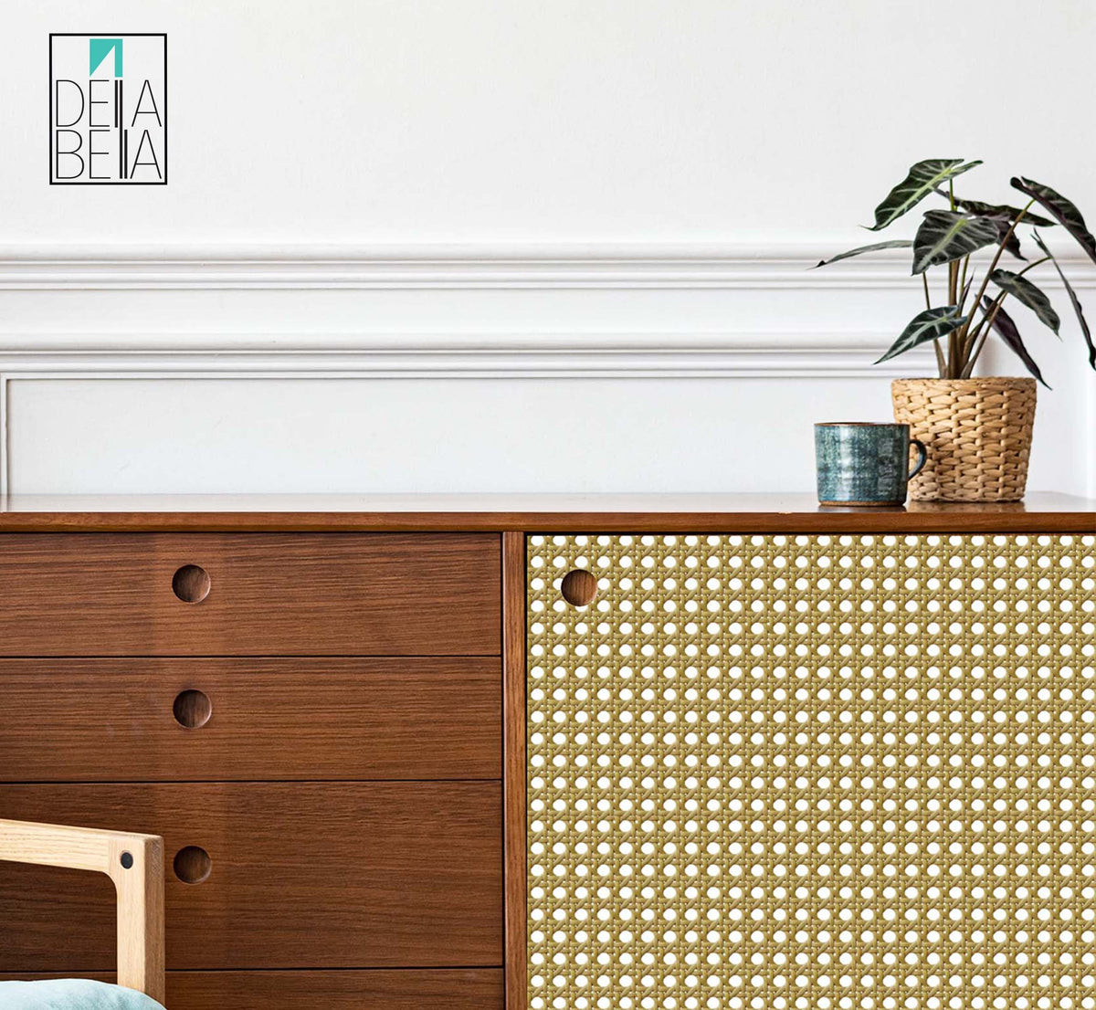 Rattan Vinyl Wrapping For Furniture Woven Cane Effect Self Adhesive Decal, Home Decor, Walls, Kitchen Cabinets, Cupboards, Upcycling Decor