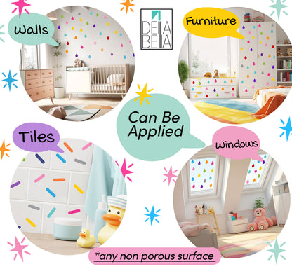 Polka Dot Wall Stickers 110x Rainbow 11 Colours