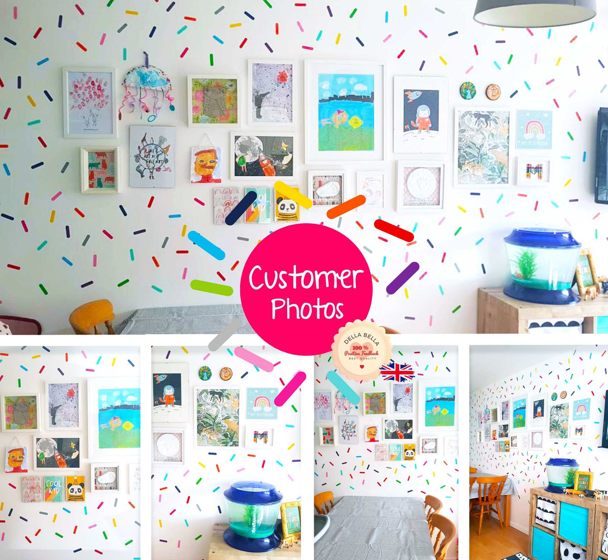 Rainbow Confetti Wall Stickers UK (220pcs)  11 Colours