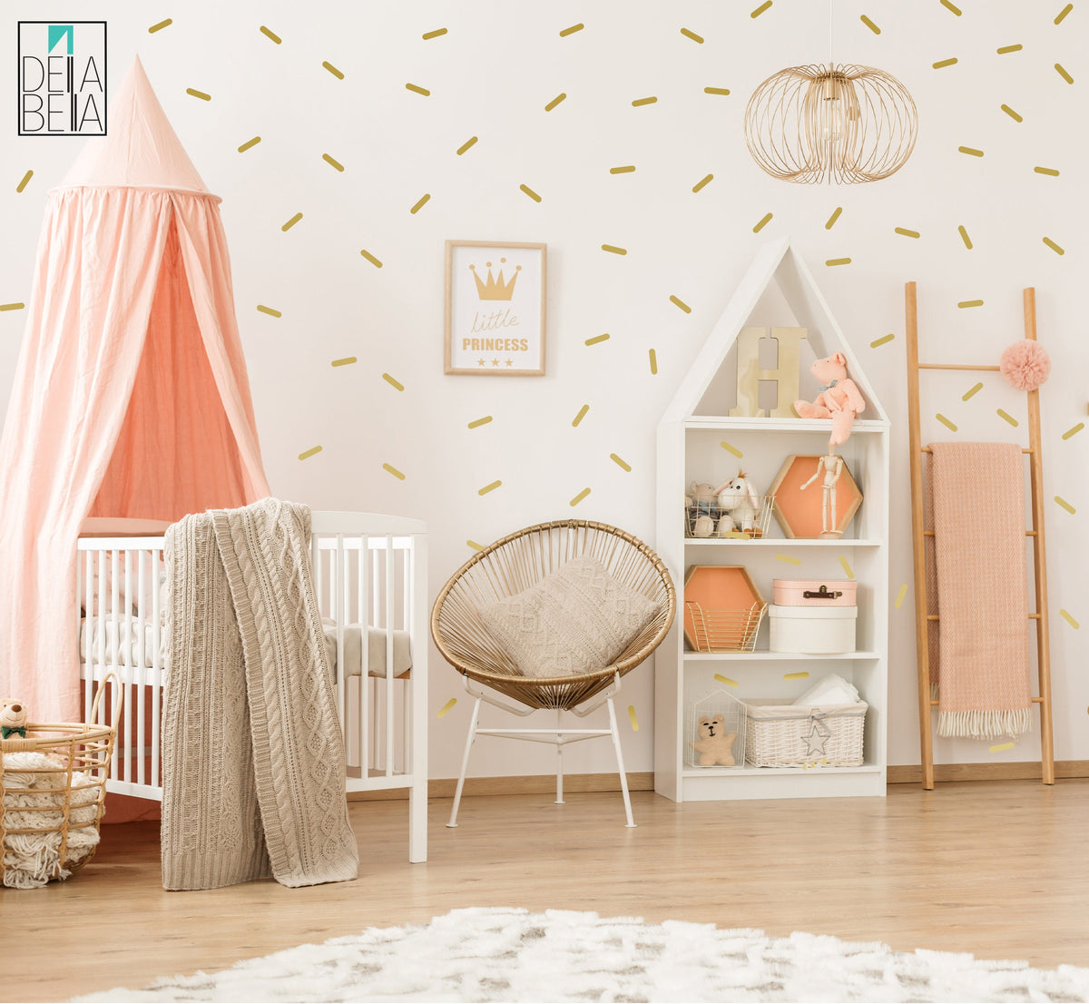 Sprinkles Confetti Wall Stickers 110 Set Gold Sheets Rainbow Shaped Removable Wall Decor Nursery Decoration Girl Bedroom Baby Room Playroom