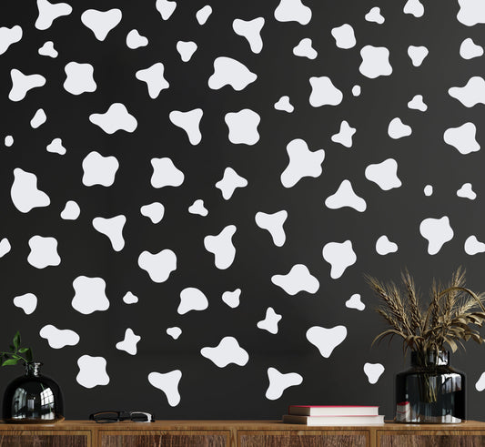 Cow Print Pastoral Wall Stickers 142x Black Cow Spot Decal Animal Decor Girls Bedroom Dot Spot Nursery Home Decor Removable for UK