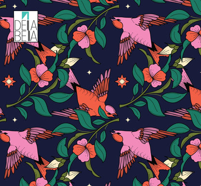 Pink birds Maximalist Decor Cupboard Wraps Vinyl Wrapping for Furniture Flowers Kitchens Backsplash Cabinets Tiles Cupboard Upcycling, Desk