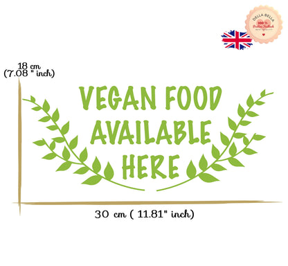 Vegan Food Available Here Sign Deli Restaurants Vinyl Decal Sticker Sign Vinyl Wall Shop Window Vinyl Sign  Business Restaurant Coffee Shops Vinyl Wrap for Furniture, Kitchen Cabinets & Home Upcycling