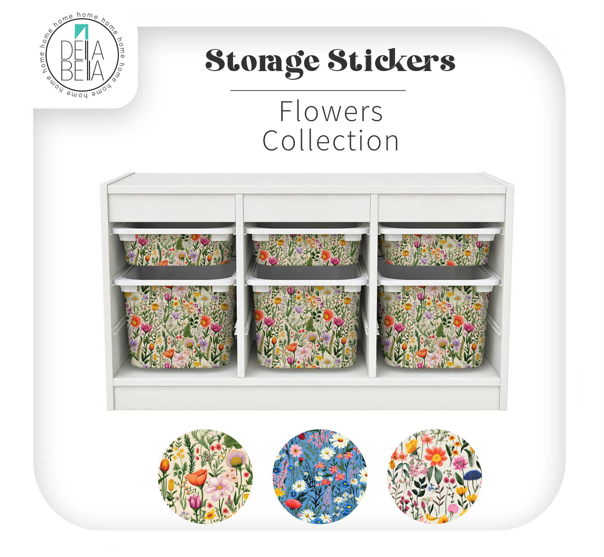 Floral Wildflower Storage Stickers (Fits IKEA® Trofast) | Girls Nursery