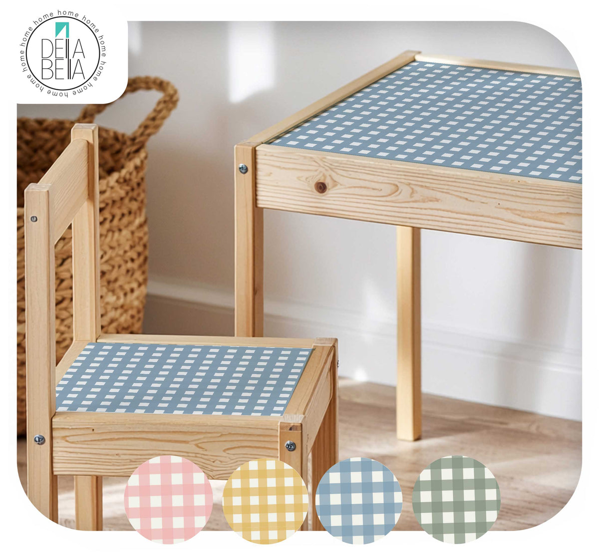 Gingham Table & Chair Stickers (Fits IKEA® LÄTT)