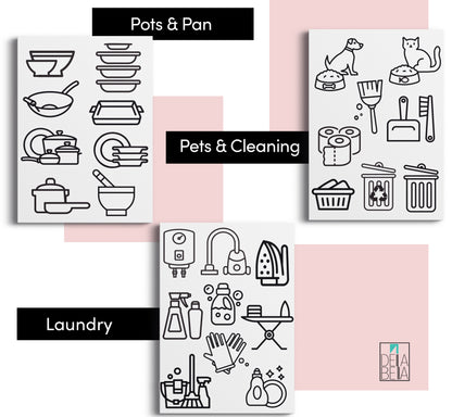 Kitchen Stickers Home Organization Utensil Icons Elegant Decals Cabinets Drawers Pantry Cupboard Airbnb Rent Accessories