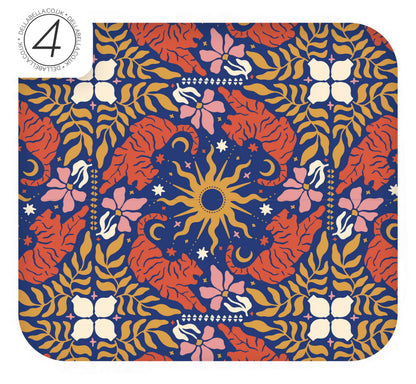 roll of Peel Stick Retro Bohemian Vintage Maximalist Vinyl Wraps Groove Retro Decor Floral Vinyl Wraps for Furniture Kitchen Cabinet Makeover