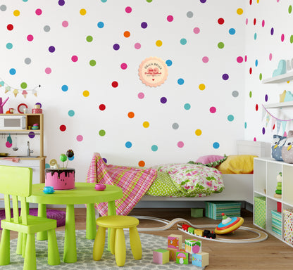 Polka Dot Wall Stickers 110x Rainbow 11 Colours