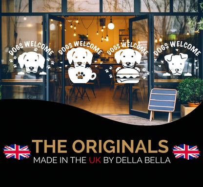 Dogs Welcome Shop Window Sticker Burger places, coffee shops, restaurants 