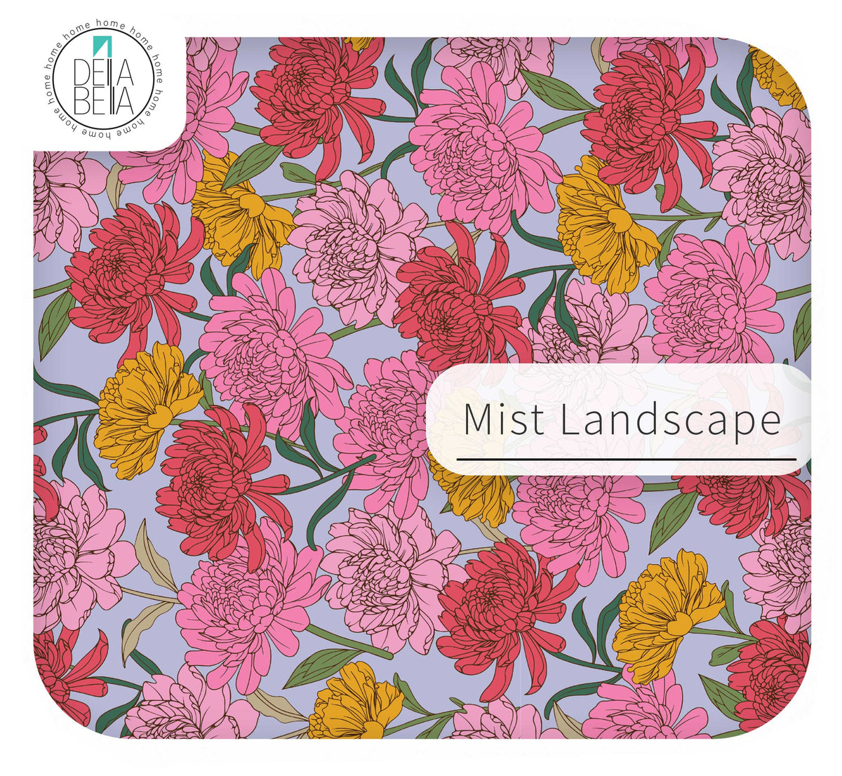 Floral patterned vinyl wrapping with 'Mist Landscape' text and Delta Belia logo.