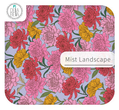 Floral patterned vinyl wrapping with 'Mist Landscape' text and Delta Belia logo.