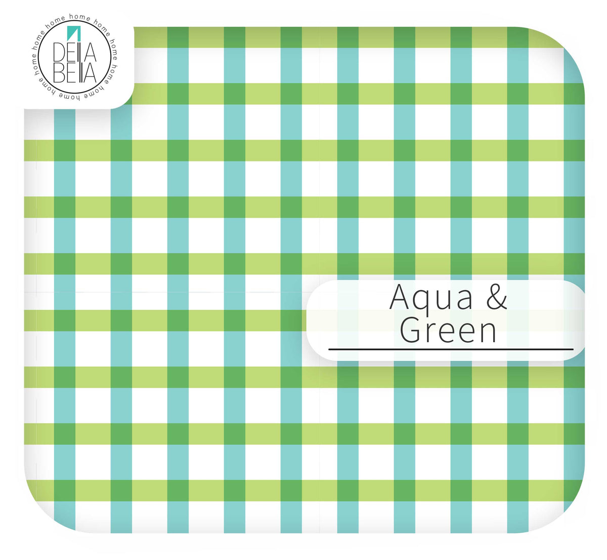 aqua and Green gingham sticky backed vinyl wrap for pantry doors and kitchen furniture.