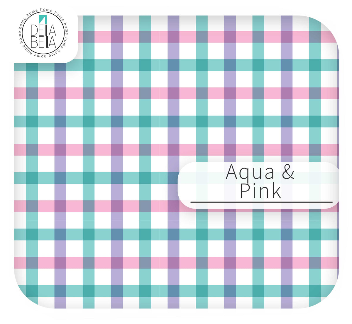 Aqua and Pink gingham furniture sticker sheet for a maximalist dopamine decor kitchen refresh.