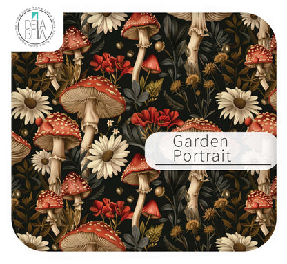 furniture cabinets sticker garden-themed design featuring mushrooms and flowers, branded 'Delfa Bella'.