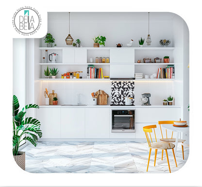 Bauhaus Peel and Stick Geometric Vinyl Wrap for Furniture, Fridge, Tables, Tile Stickers, Kitchen Cabinets , Self Adhesive, Stair Stickers