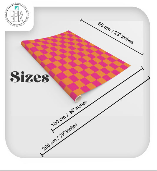Self-Adhesive Vinyl - Pink & Orange Checkerboard Furniture Wrap Vinyl Wrap for Furniture, Kitchen Cabinets & Home Upcycling