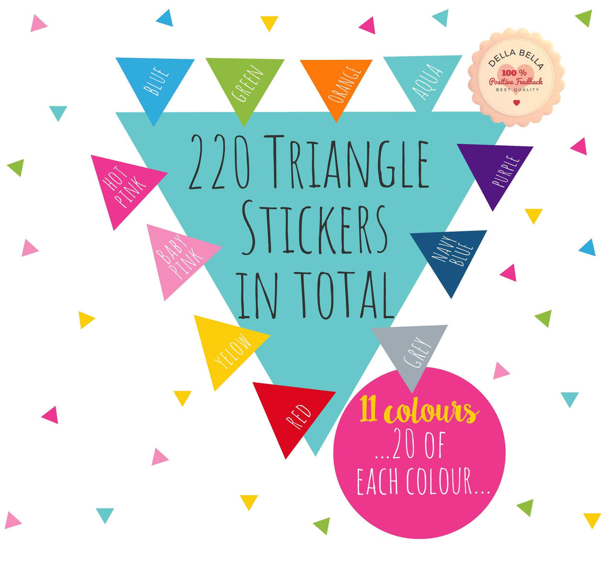 Triangle 221x Wall Stickers Rainbow Colours 11 colours
