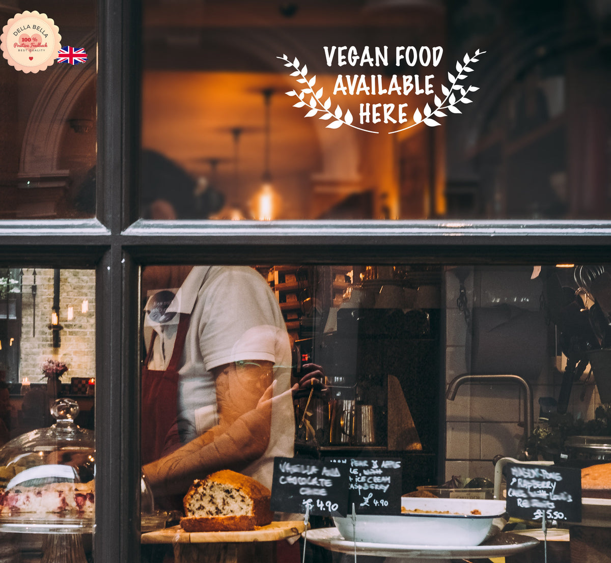 Vegan Food Available Here Sign Deli Restaurants Vinyl Decal Sticker Sign Vinyl Wall Shop Window Vinyl Sign  Business Restaurant Coffee Shops Vinyl Wrap for Furniture, Kitchen Cabinets & Home Upcycling