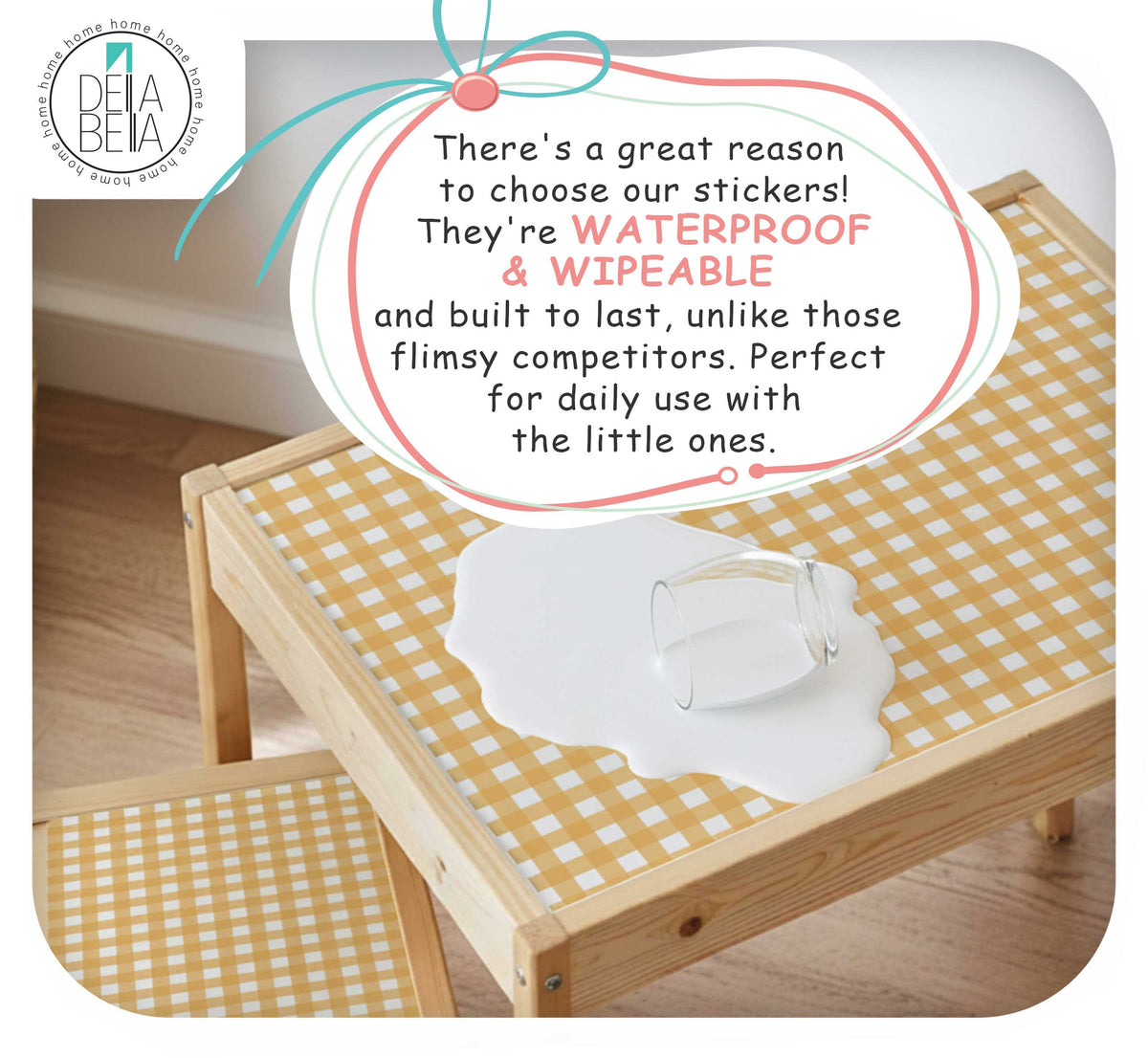 Gingham Table & Chair Stickers (Fits IKEA® LÄTT)