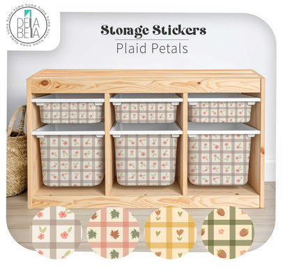Neutral Gingham Vinyl Wraps (Fits IKEA® Trofast) | Kids Room Storage