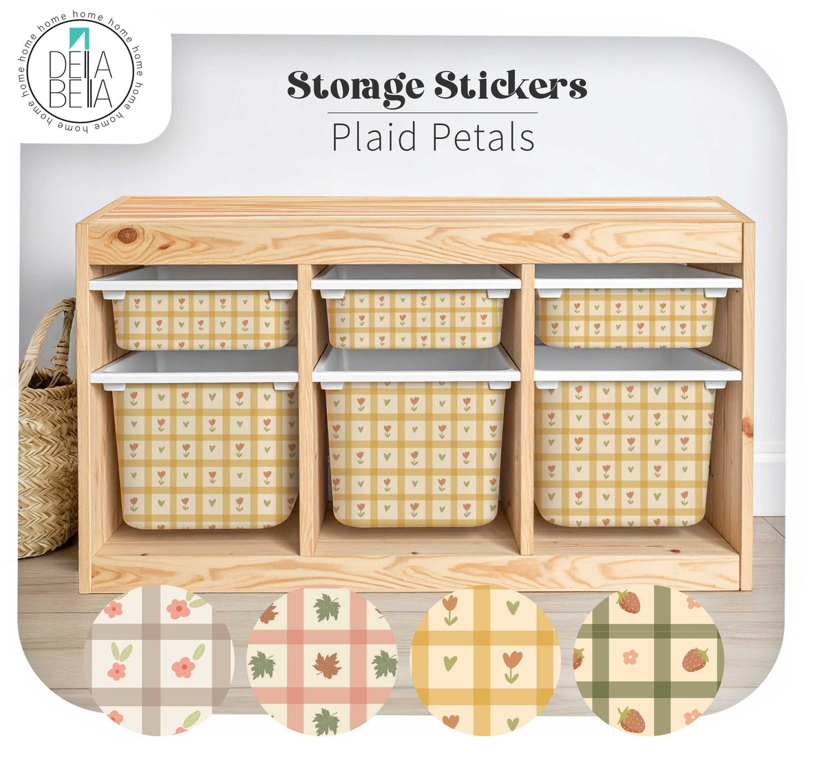 Neutral Gingham Vinyl Wraps (Fits IKEA® Trofast) | Kids Room Storage