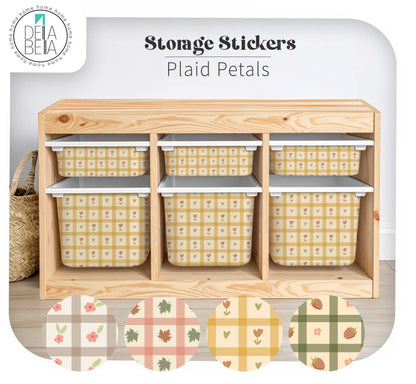 Neutral Gingham Vinyl Wraps (Fits IKEA® Trofast) | Kids Room Storage