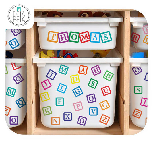 Personalised Alphabet Blocks Stickers for IKEA Trofast Boxes | Custom Name Kids Playroom Storage