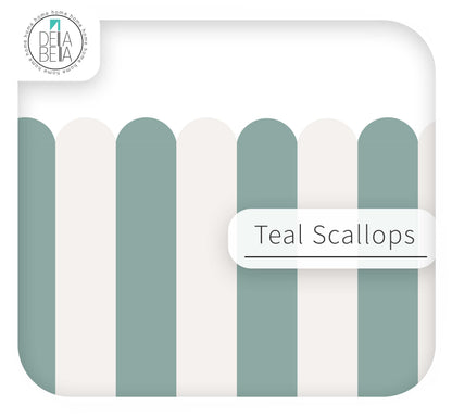 Scallop Edge Storage Box Stickers (Fits IKEA® Trofast) | Nursery Decals - Set of 6 Vinyl Decals for Nursery Storage Bins - Blush, Teal & Camel - IKEA Hack UK