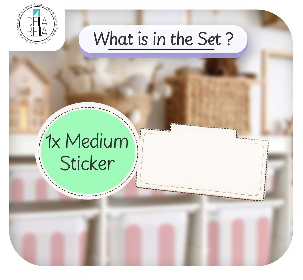 Medium sticker with text overlay on a blurred background
