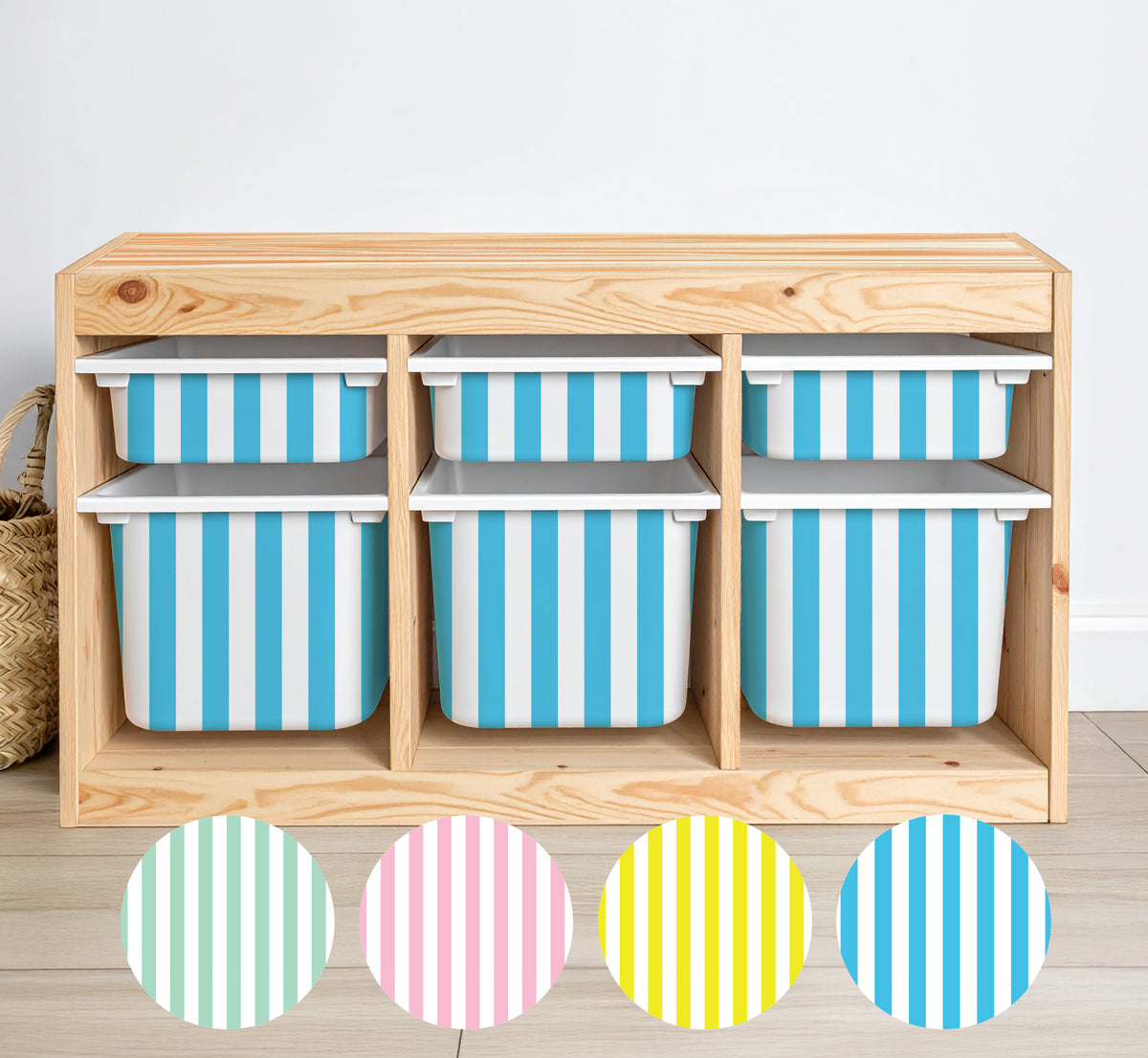 Classic Stripe Storage Stickers (Fits IKEA® Trofast) | Playroom Decor