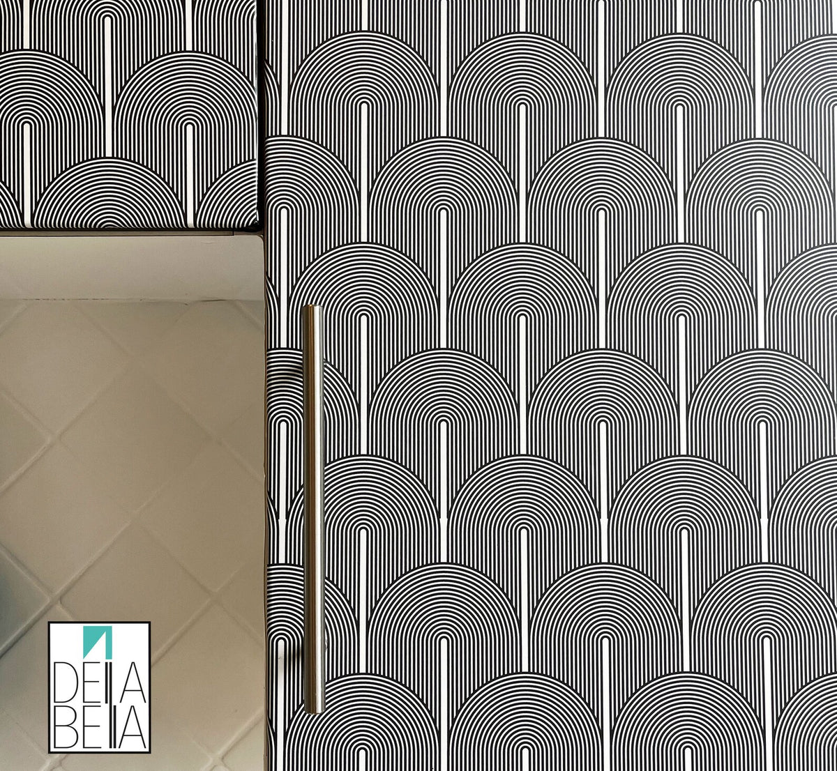 Japandi Arches & Lines Vinyl Wrap: Boho Style for Kitchen & Furniture