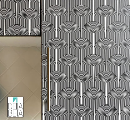Japandi Arches & Lines Vinyl Wrap: Boho Style for Kitchen & Furniture