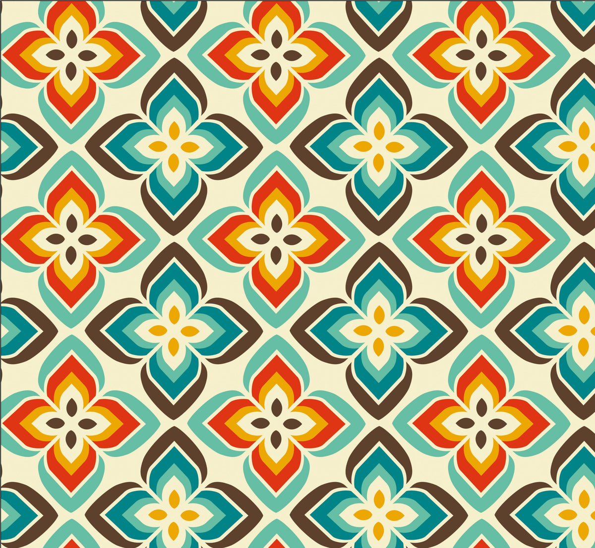 A colorful retro floral pattern vinyl wrap designed for furniture stickers and home decor applications.