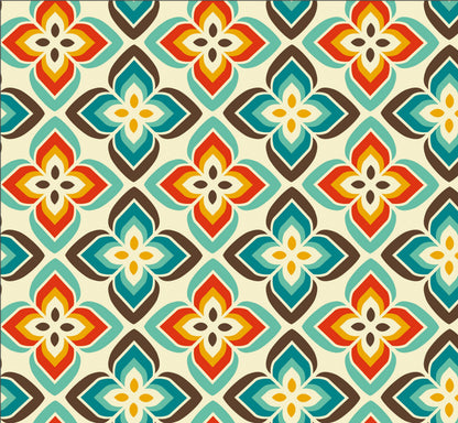 A colorful retro floral pattern vinyl wrap designed for furniture stickers and home decor applications.