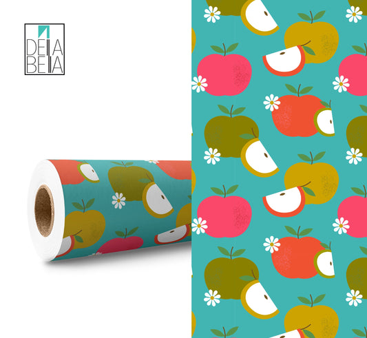 Retro Vinyl Wrap For Furniture Vintage Kitchen Apple Aqua Self Adhesive Film Decal, Home Decor, Walls, Laptop, Doors & Upcycling Projects