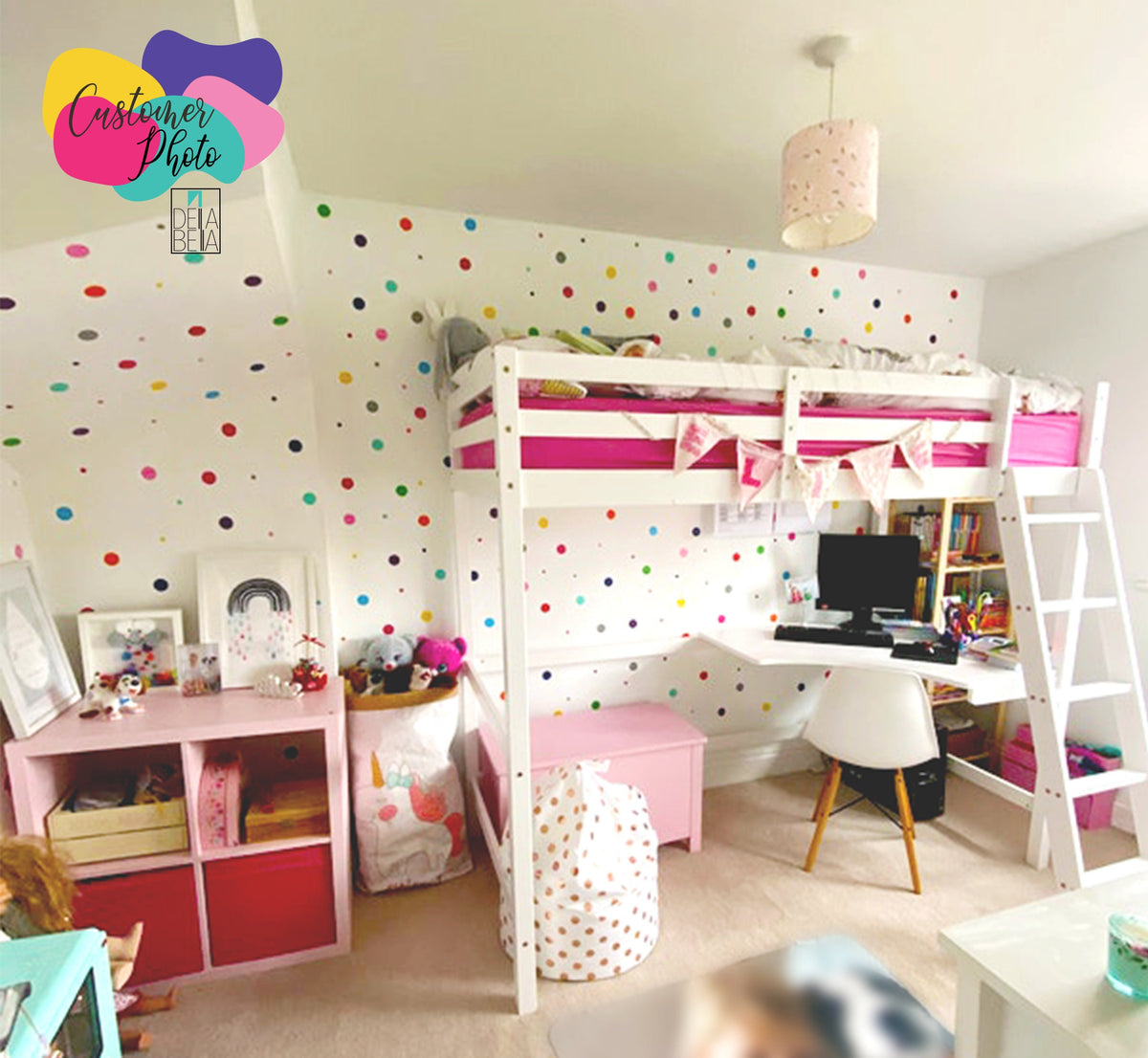 Polka Dot Wall Stickers 110x Rainbow 11 Colours