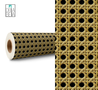 Rattan Vinyl Wrap For Furniture Self Adhesive Film Decal, Home Decor, Walls, Garden furniture, Woven Cane Effect, Upcycling Projects Decor