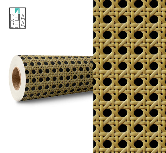 Rattan Vinyl Wrap For Furniture Woven Cane Effect Self Adhesive Film Decal, Home Decor, Walls, Garden furniture, Upcycling Projects Decor