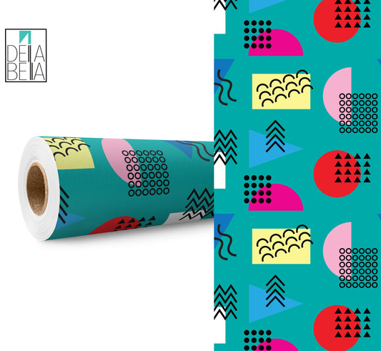 80's Decor Inspired Design Style Vinyl Wrapping For Furniture Geometric Peel & Stick Wrap Vinyl Home Bold for Cabinets, Walls , Memphis Art